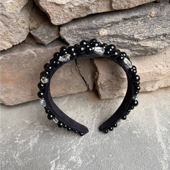 New?Anthropologie-Elegant Black Beaded Headband